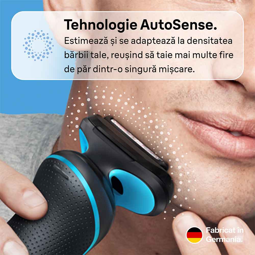 Aparat de ras BRAUN Shaver 51-M1200s, acumulator, autonomie 50 min, albastru