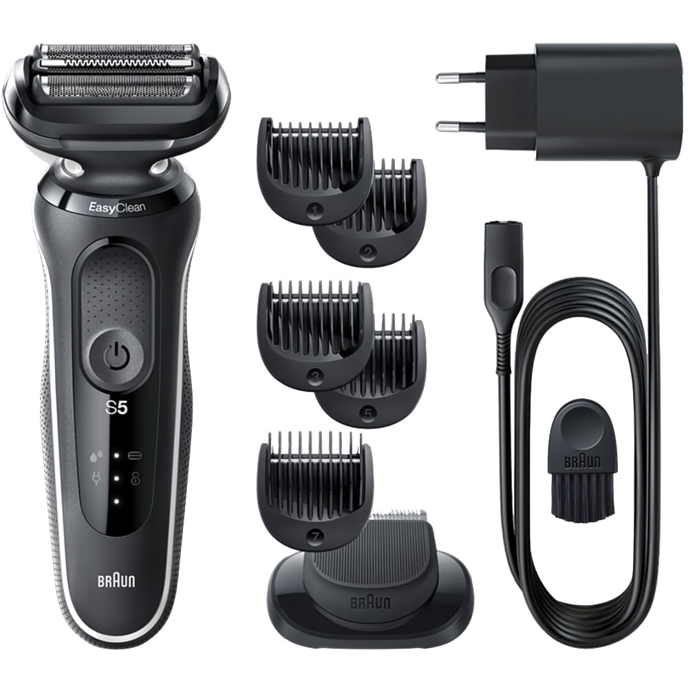 Aparat de ras BRAUN Series 5 50-W1500, Wet&Dry, Easy Click, Easy Clean, autonomie 50 min, 3 elemente de taiere, negru
