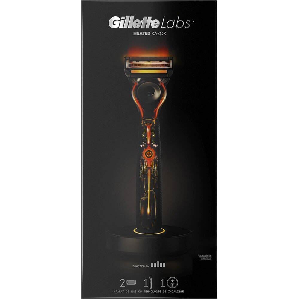 Aparat de ras GILLETTE Labs Heated Starter Kit, 1 rezerva, statie incarcare
