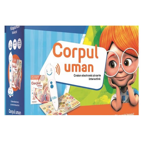 Pachet carte interactiva si creion RASPUNDEL ISTETEL: Corpul uman 19583, 5 ani+, multicolor
