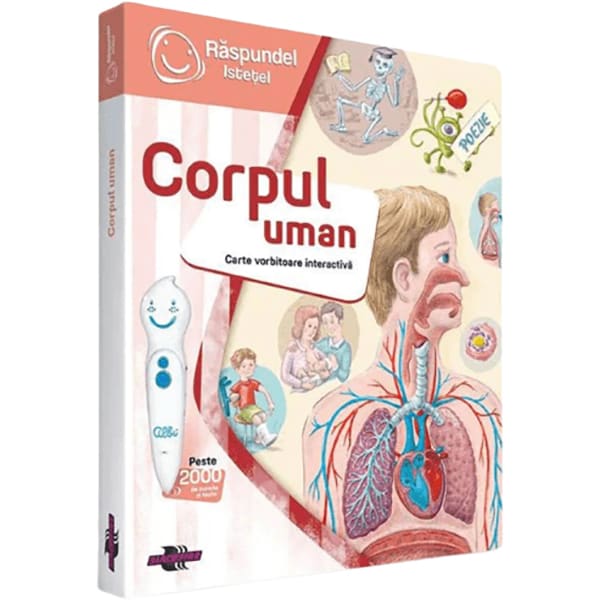 Pachet carte interactiva si creion RASPUNDEL ISTETEL: Corpul uman 19583, 5 ani+, multicolor