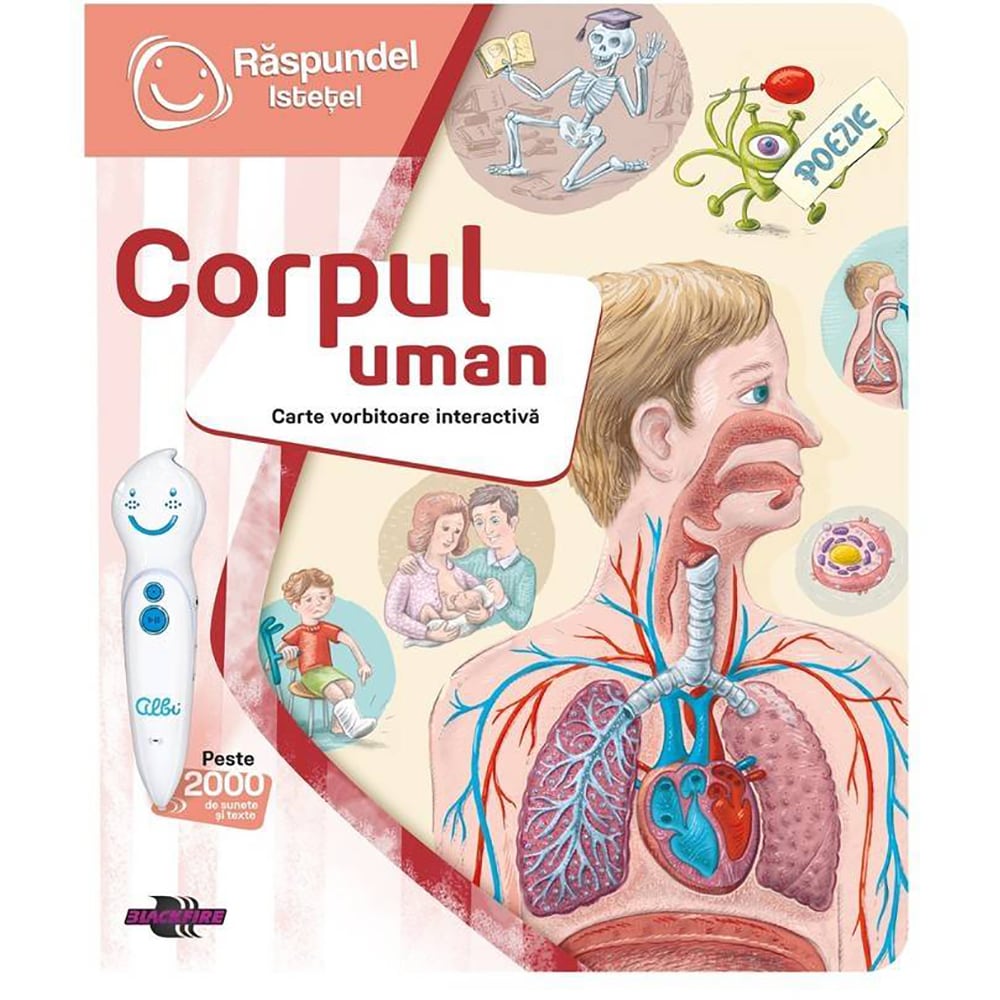 Pachet carte interactiva si creion RASPUNDEL ISTETEL: Corpul uman 19583, 5 ani+, multicolor