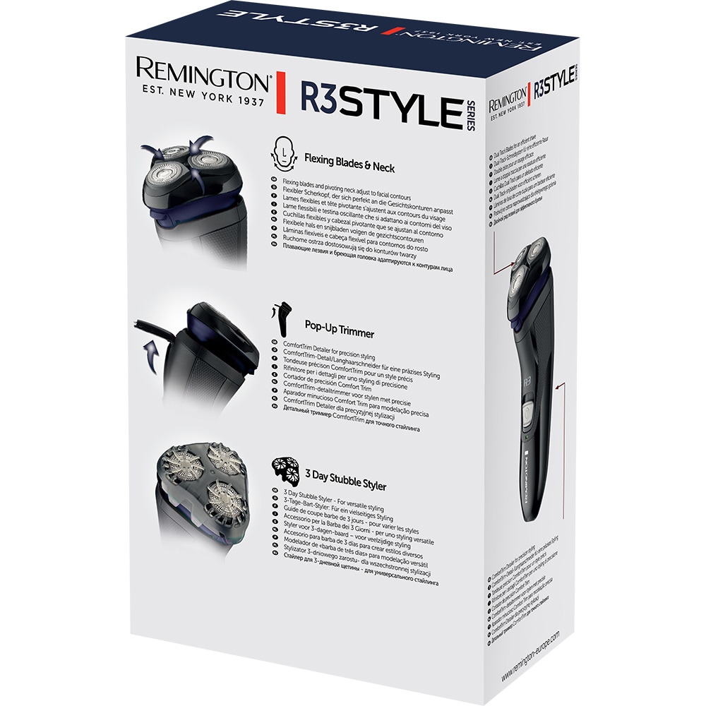 Aparat de ras REMINGTON R3002, retea, 3 elemente de taiere, negru