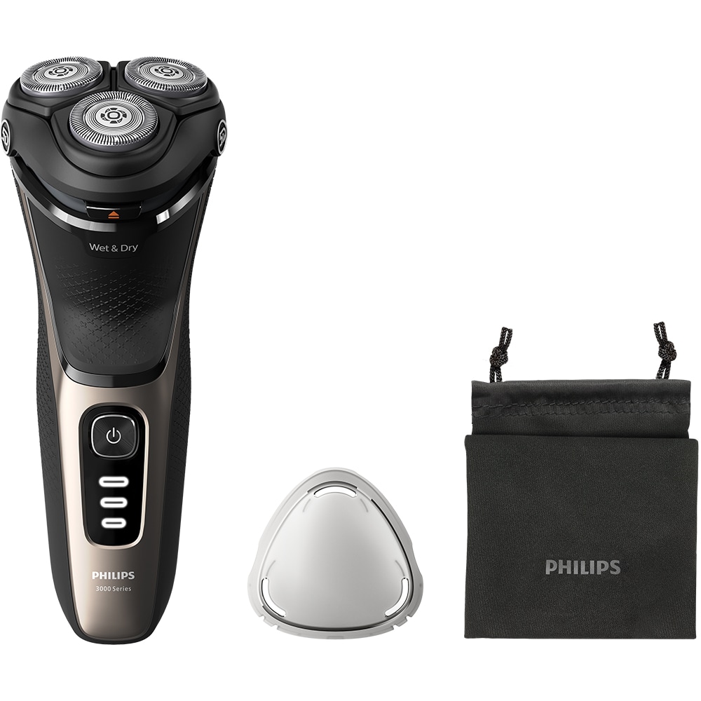 Aparat de ras PHILIPS Seria3000 S3242/12, Wet&Dry, autonomie 60 min, 3 elemente de taiere, auriu
