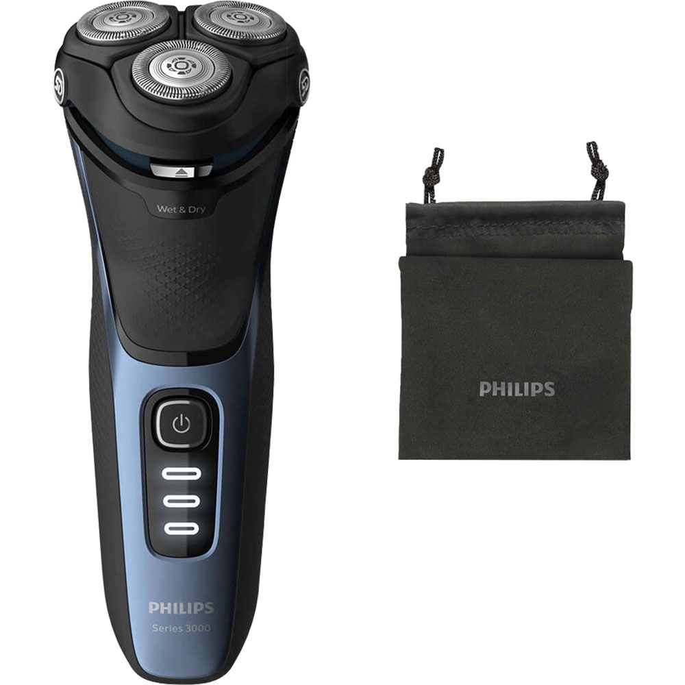 Aparat de ras PHILIPS Series 3000 S3232/52, acumulator, autonomie 60 min, lame PowerCut, negru-albastru