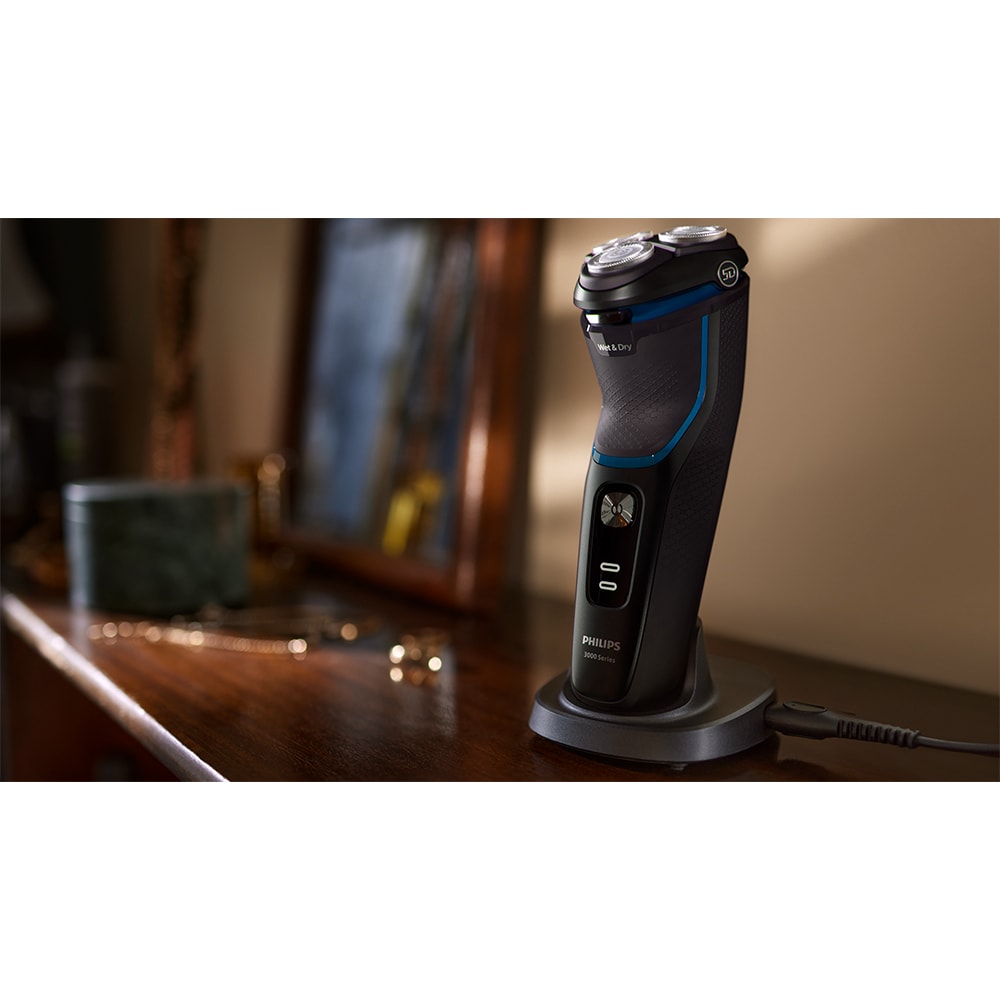 Aparat de ras PHILIPS Seria3000 S3344/13, Wet&Dry, autonomie 60 min, 3 elemente de taiere, negru
