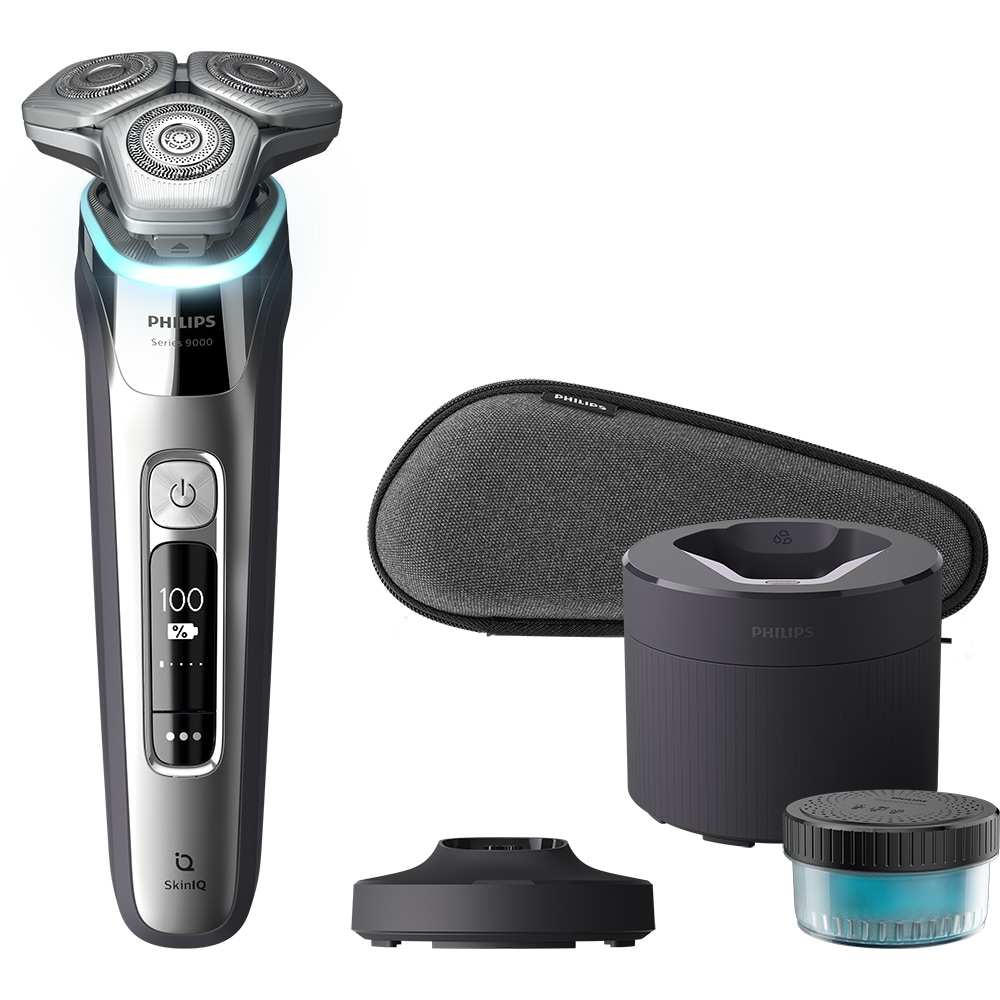 Aparat de ras PHILIPS Seria 9000 S9975/55, Wet&Dry, SkinIQ, autonomie 60 min, 3 elemente de taiere, argintiu