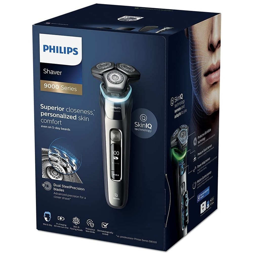 Aparat de ras PHILIPS Shaver S9982/55, acumulator, autonomie 60min, lame Dual SteelPrecision, umed uscat, albastru inchis