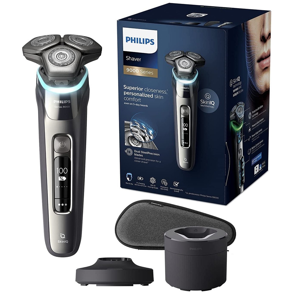Aparat de ras PHILIPS Shaver S9982/55, acumulator, autonomie 60min, lame Dual SteelPrecision, umed uscat, albastru inchis