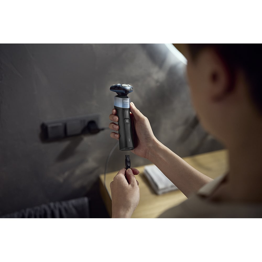 Aparat de ras PHILIPS Seria 5000 X5006/00, Wet&Dry, autonomie 50 minute, 3 elemente de taiere, negru-albastru