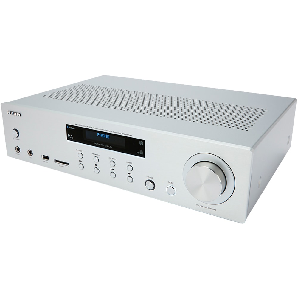 Amplificator stereo AIWA AMU-120BT/SL, 120W, Bluetooth, argintiu