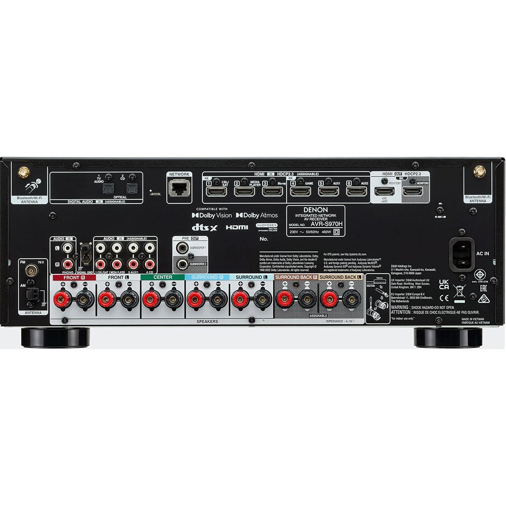 Receiver AV DENON AVR-S 970H, 500W, Bluetooth, Wi-Fi, Ethernet, Dolby Atmos, DTS:X, negru