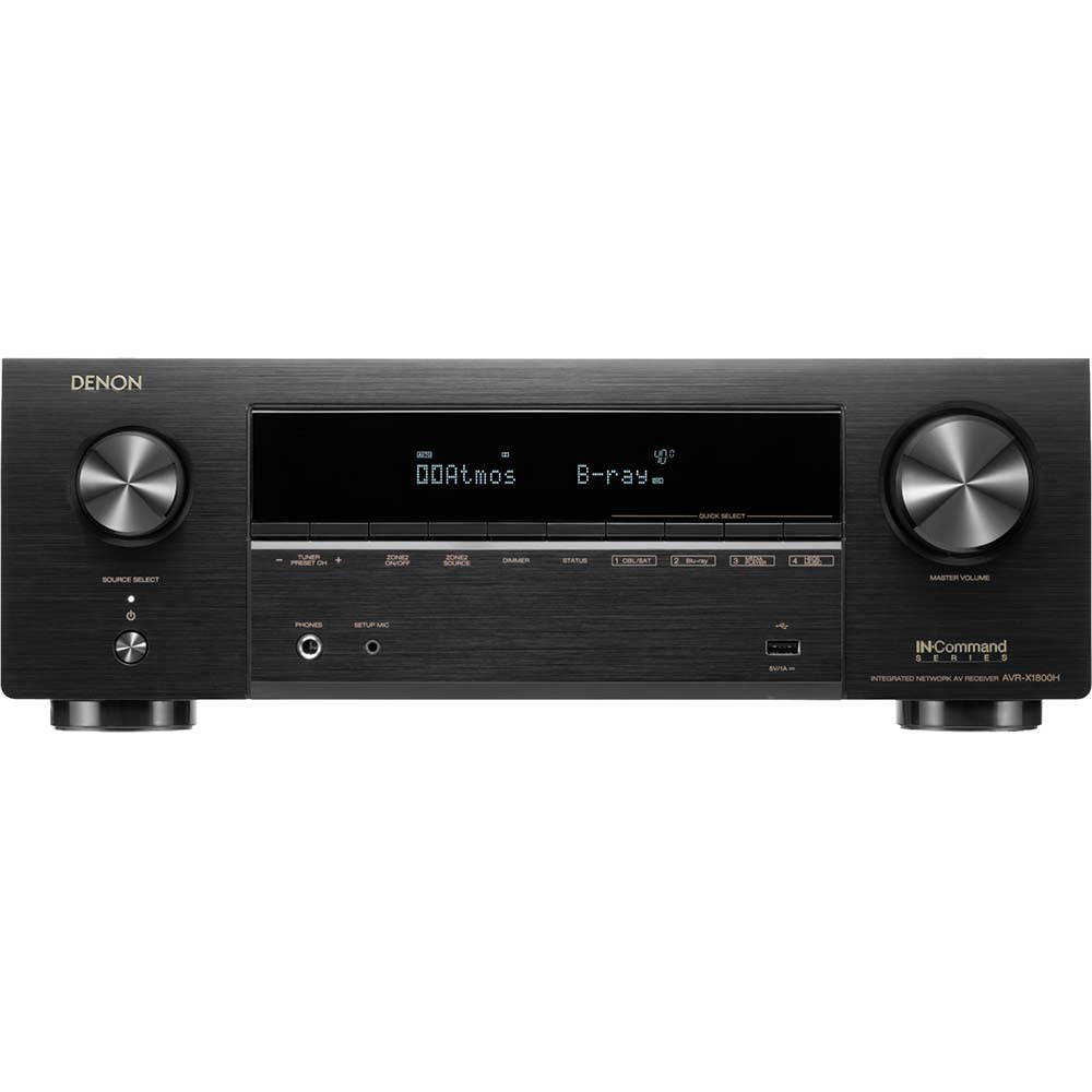 Receiver AV DENON AVR-X1800H, 80W, Bluetooth, Dolby Atmos, DTS:X, negru