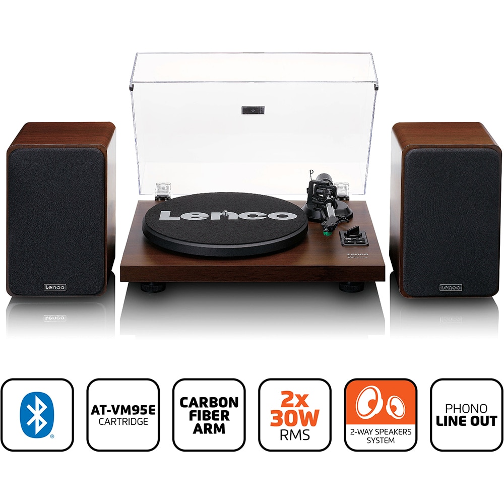 Pick-up LENCO LS-600, Bluetooth, boxe pasive, maro