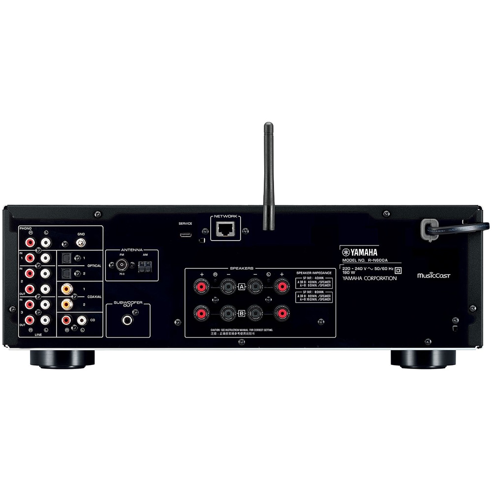 Receiver AV YAMAHA R-N600A, 80W, Wi-Fi, Bluetooth, negru