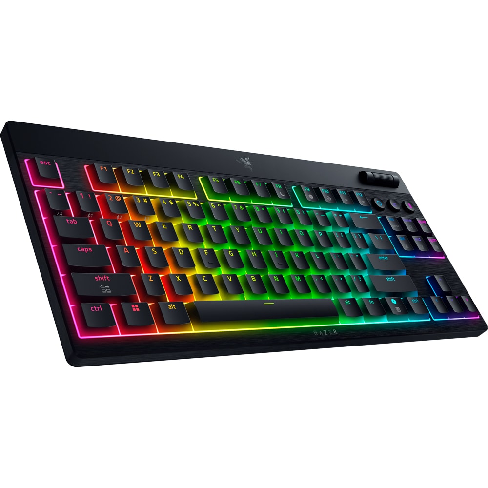 Tastatura Gaming Mecanica RAZER BlackWidow V4 Low-Profile TKL Hyperspeed, Orange Switches, Bluetooth, USB, Layout US, negru