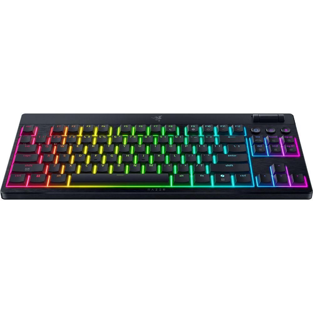Tastatura Gaming Mecanica RAZER BlackWidow V4 Low-Profile TKL Hyperspeed, Orange Switches, Bluetooth, USB, Layout US, negru