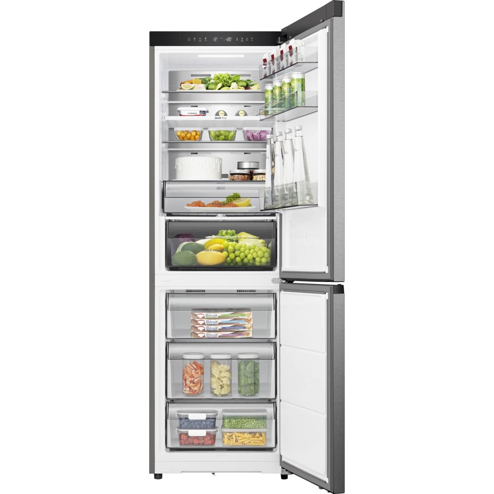 Combina frigorifica HISENSE RB3K330SAIC, Total No Frost, 330 l, H 185.6 cm, Clasa C, Wi-Fi, argintiu