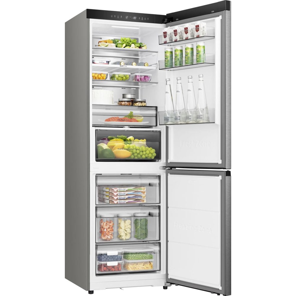 Combina frigorifica HISENSE RB3K330SAIC, Total No Frost, 330 l, H 185.6 cm, Clasa C, Wi-Fi, argintiu