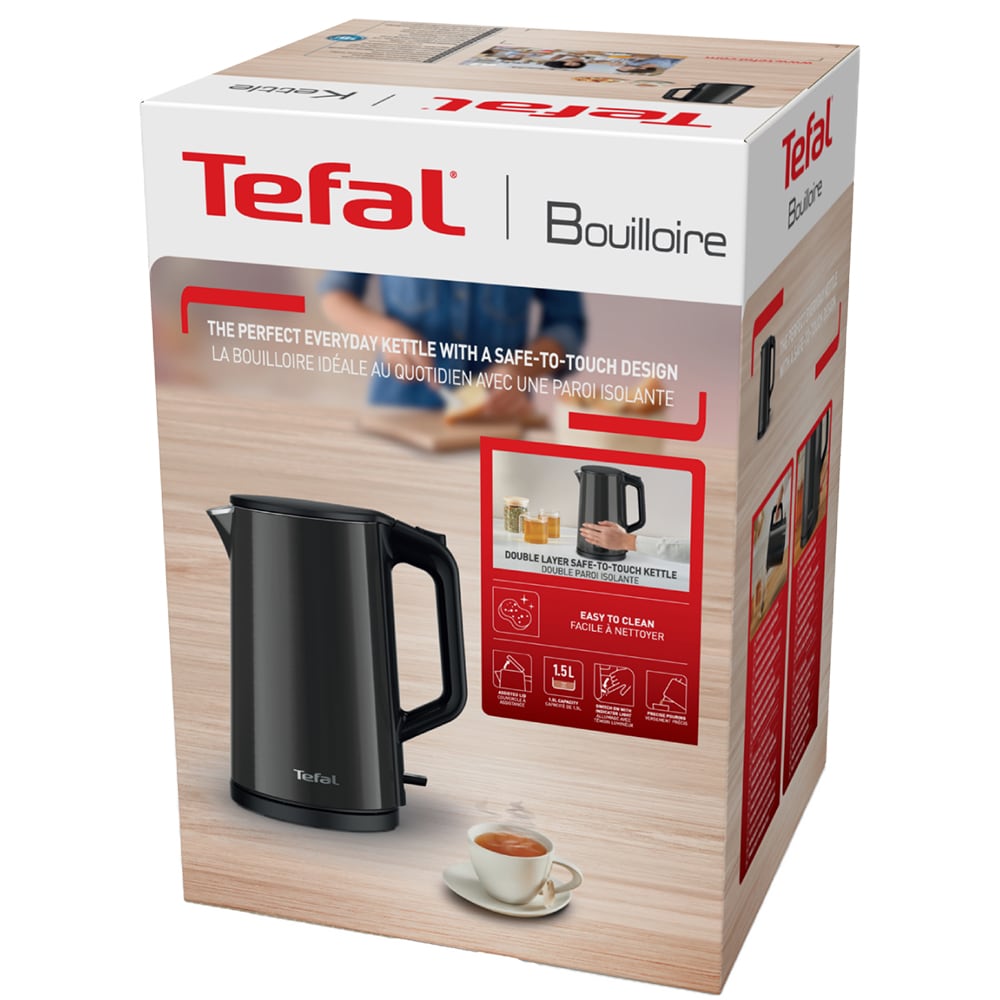Fierbator apa TEFAL Seamless Fortune KI583E10, 1.7l, 2000W, negru