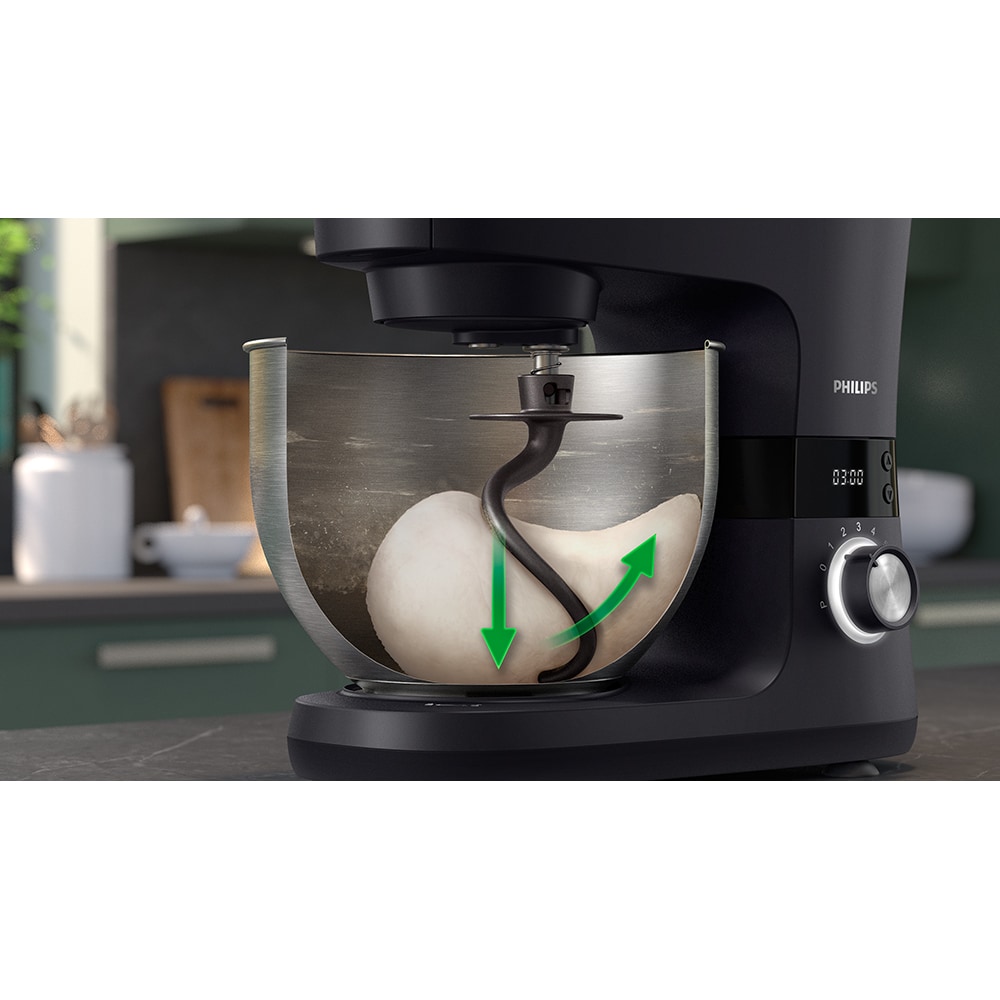 Robot de bucatarie PHILIPS Seria 7000 HR7962/21, vas 5.5l, blender 1.5l, 1000W, 8 trepte viteza, negru-argintiu