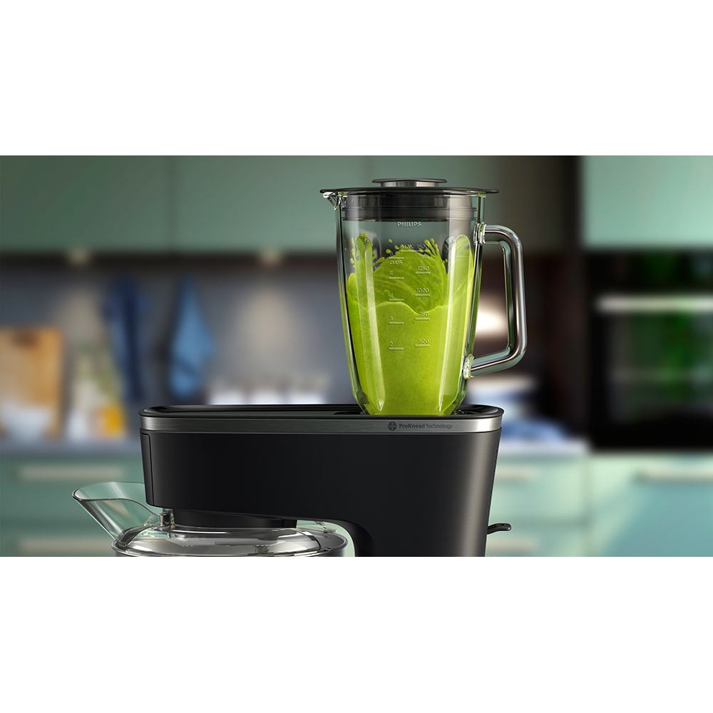 Robot de bucatarie PHILIPS Seria 7000 HR7962/21, vas 5.5l, blender 1.5l, 1000W, 8 trepte viteza, negru-argintiu