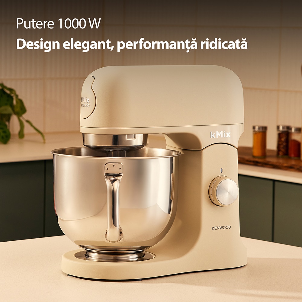 Robot de bucatarie KENWOOD kMiX KMX751ACR, vas 5l, 1000W, 6 trepte viteza, bej
