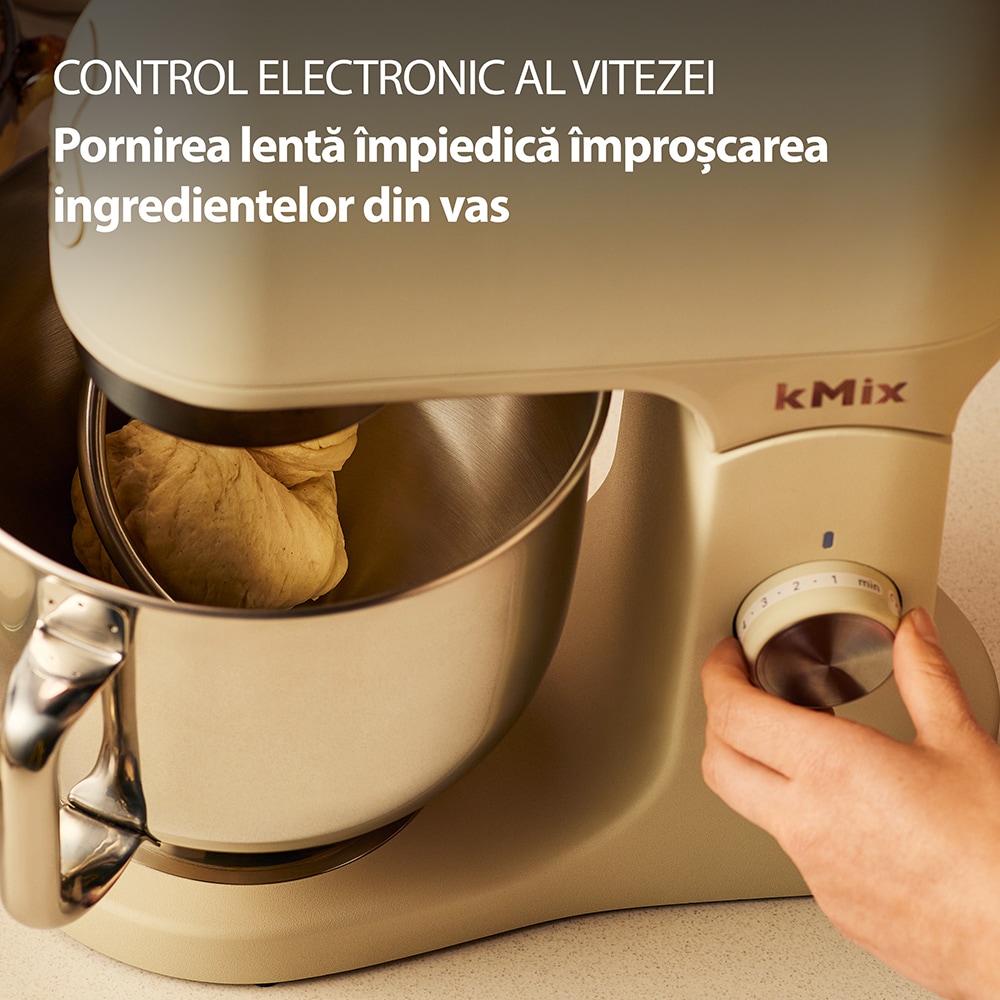Robot de bucatarie KENWOOD kMiX KMX751ACR, vas 5l, 1000W, 6 trepte viteza, bej
