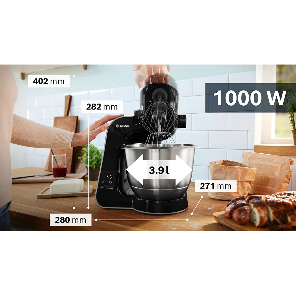 Robot de bucatarie BOSCH MUM5XC66, vas 3.9l, 100W, 7 trepte viteza, negru-argintiu