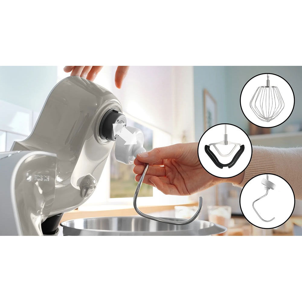 Robot de bucatarie BOSCH MUM5XL72, vas 3.9l, blender 1.25l, 1000W, 7 trepte viteza, alb-argintiu