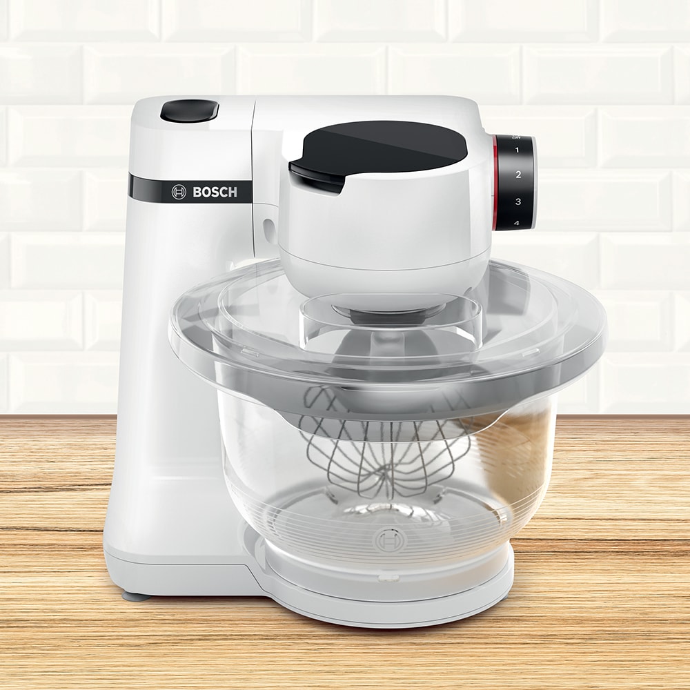 Robot de bucatarie BOSCH Mum Seria 2 MUMS2TW00, vas 3.8l, 700W, 4 trepte viteza, alb-negru
