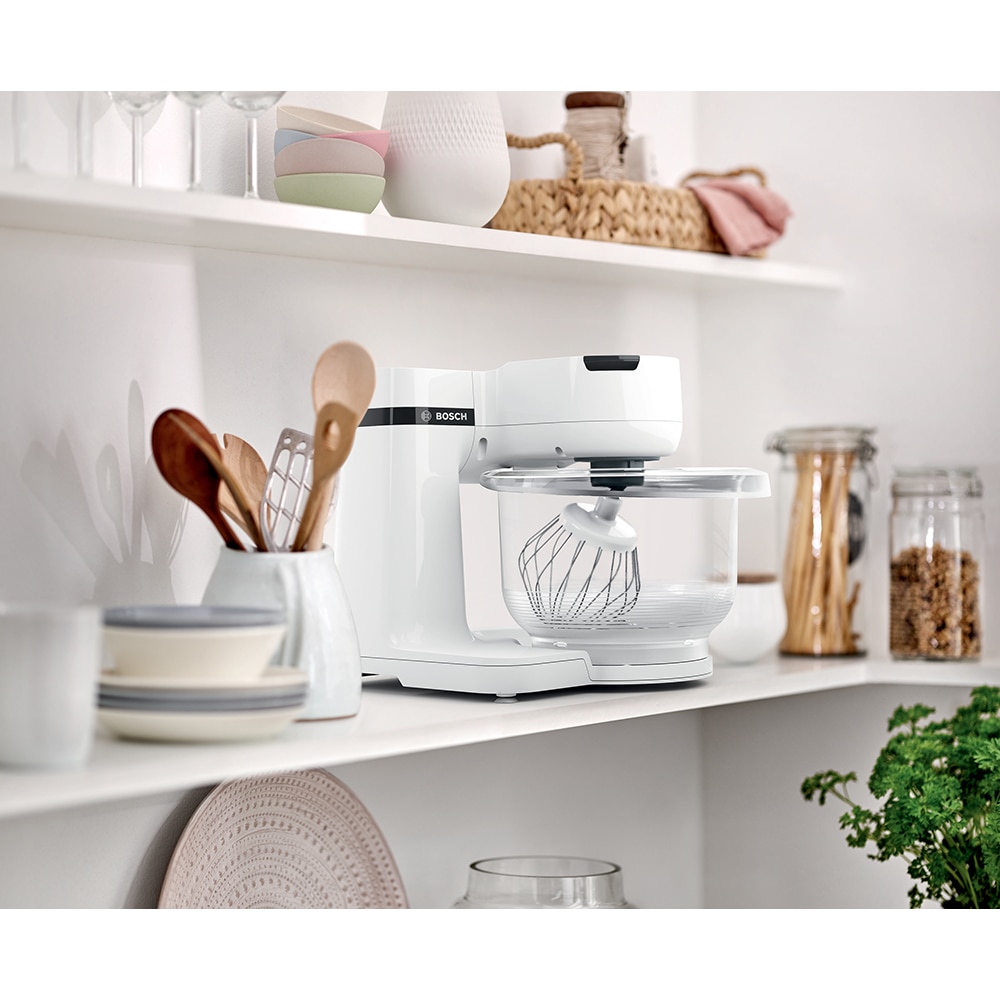 Robot de bucatarie BOSCH Mum Seria 2 MUMS2TW00, vas 3.8l, 700W, 4 trepte viteza, alb-negru