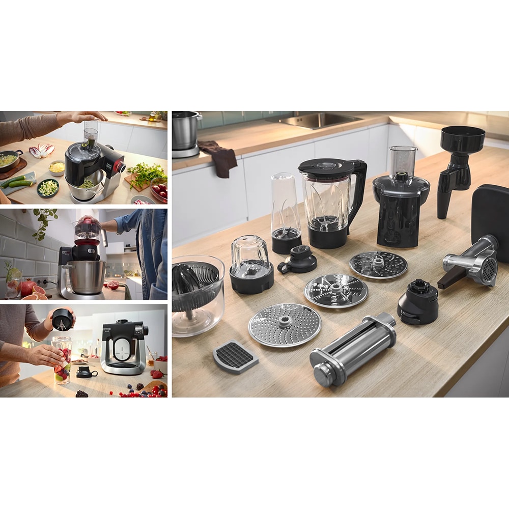 Robot de bucatarie BOSCH Seria 6 MUMS6ZS00, vas 5.5l, 1600W, 7 trepte viteza, negru-argintiu
