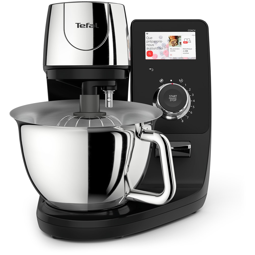 Robot de bucatarie TEFAL I-Coach Touch QB951838, vas 5.5l, 1200W, 10 trepte viteza, negru-argintiu