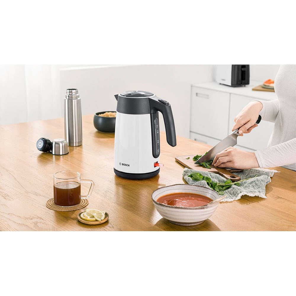 Fierbator apa BOSCH TWK7L461, 1.7l, 2400W, alb-negru