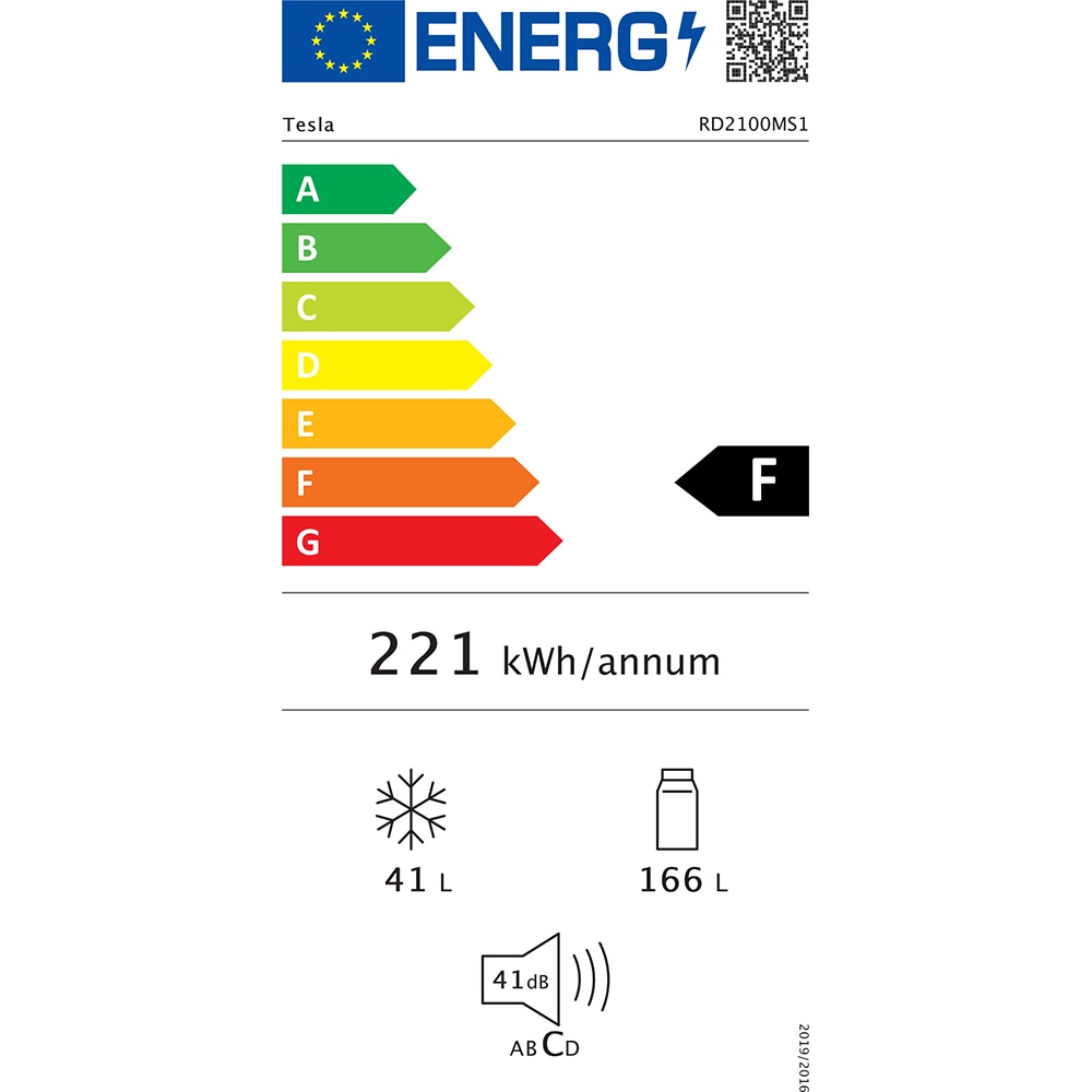 Frigider cu doua usi TESLA RD2100MS1, 207 l, H 143 cm, Clasa F, argintiu