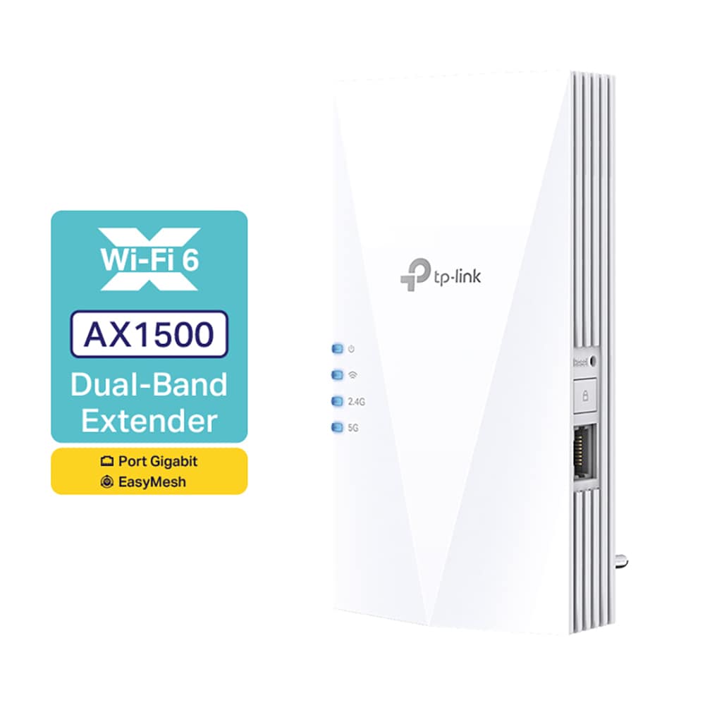 Wireless Range Extender TP-LINK RE500X AX1500, Wi-Fi 6, Dual-Band 300 + 1200 Mbps, alb