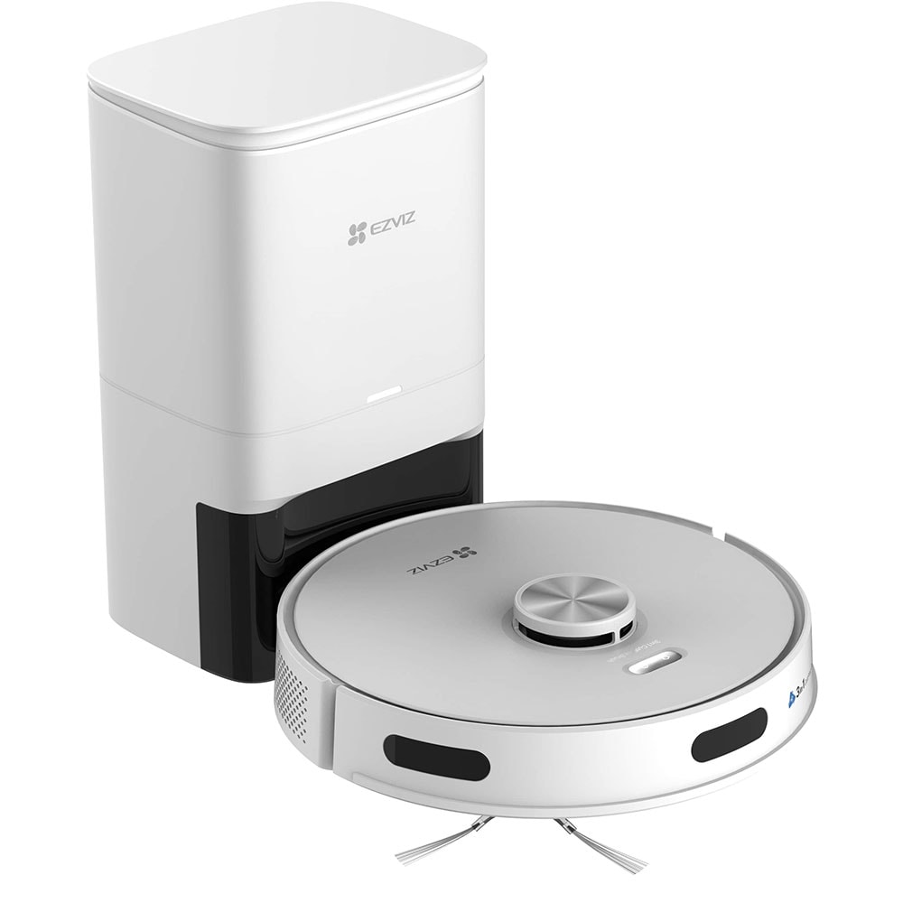 Aspirator robot EZVIZ RE5S Plus, 0.35l, 24.1V, autonomie max 240 min, Wi-Fi, functie mop, alb-negru