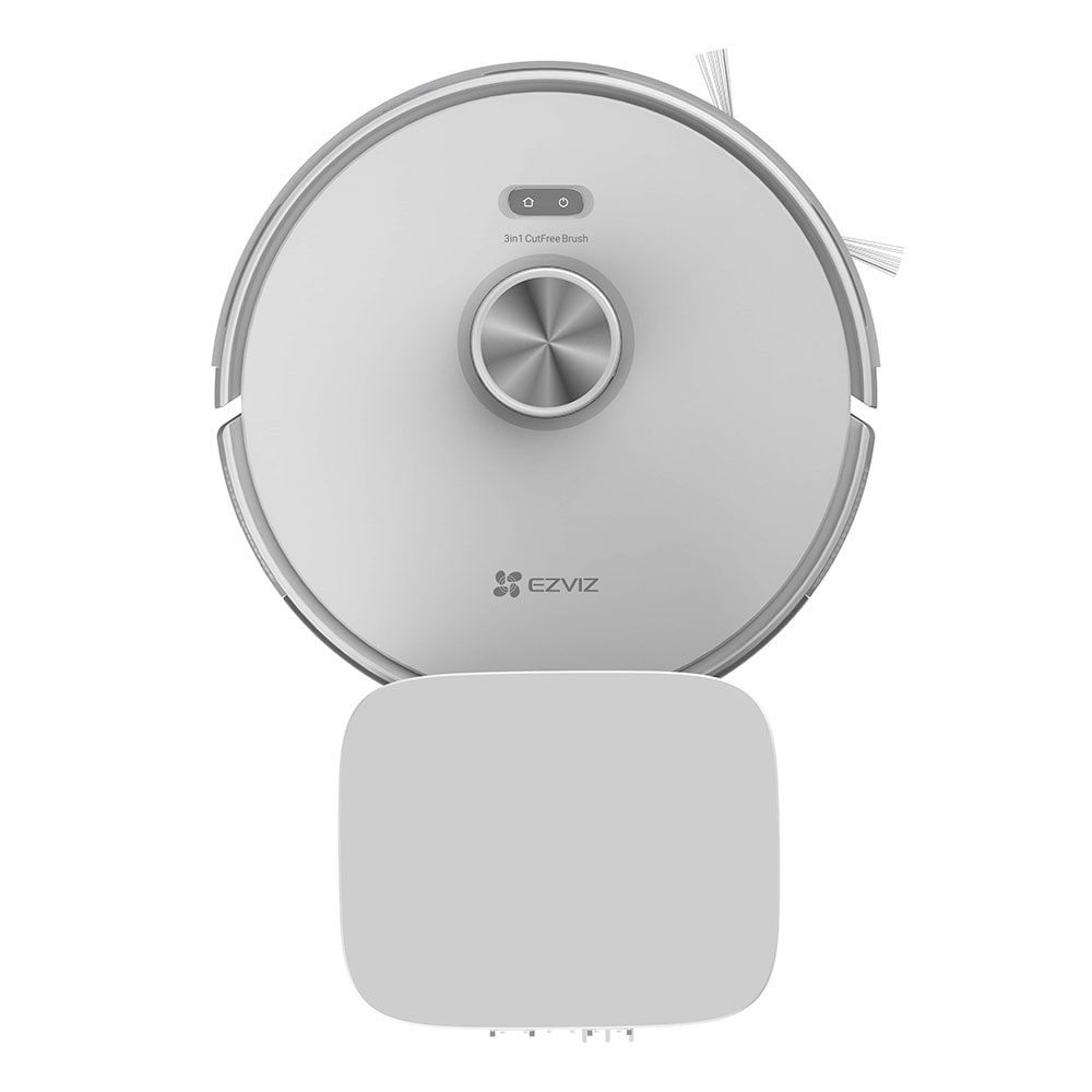 Aspirator robot EZVIZ RE5S Plus, 0.35l, 24.1V, autonomie max 240 min, Wi-Fi, functie mop, alb-negru