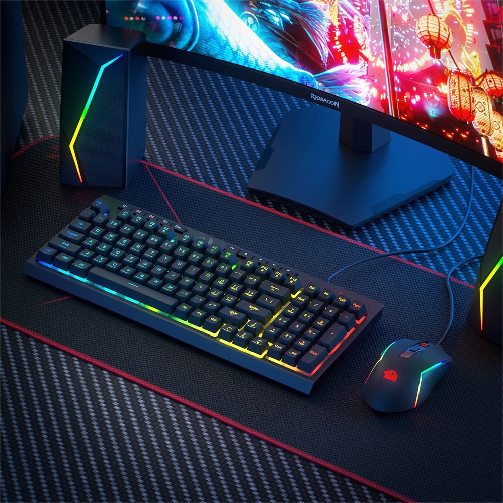 Kit Gaming tastatura si mouse REDRAGON S141, USB, Layout US, negru