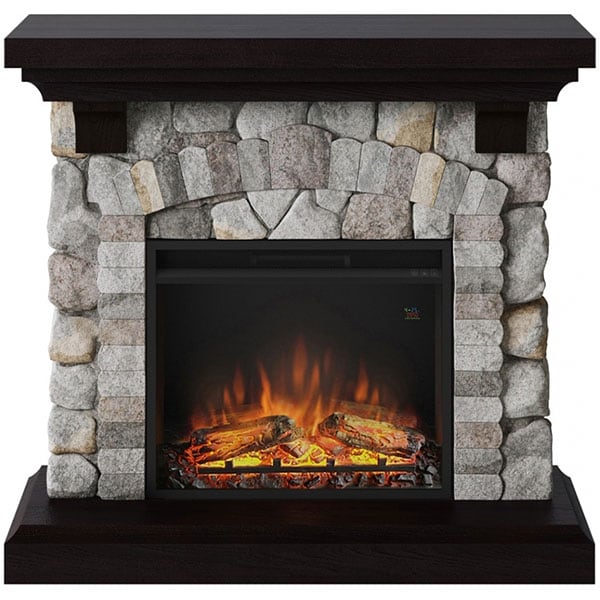 Semineu electric TAGU Reino Rock Grey, 1500W, Focar 3D, Telecomanda, Gri Bolovan