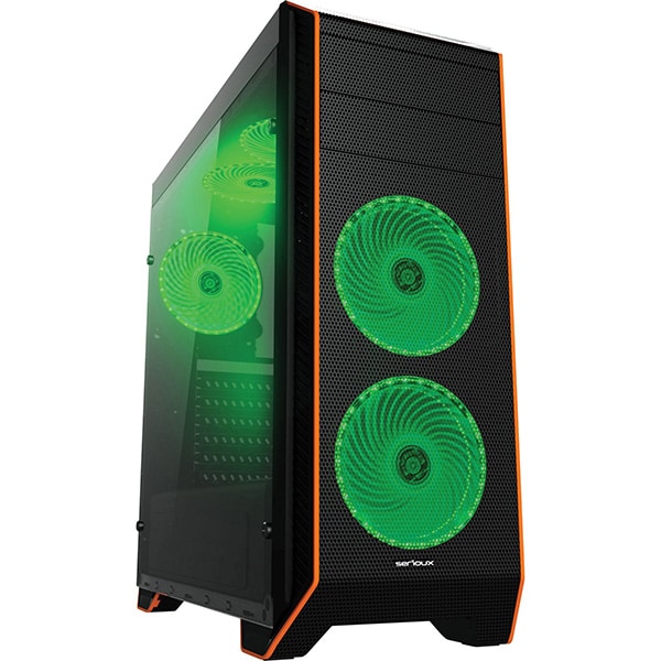 Carcasa PC SERIOUX KENAN, USB 3.0, fara sursa, negru-portocaliu