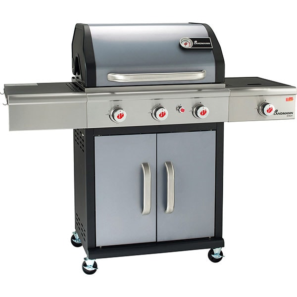Gratar pe gaz LANDMANN TRITON 3.1, 65 x 44, 3 + 1 arzatoare, 4 role, grafit