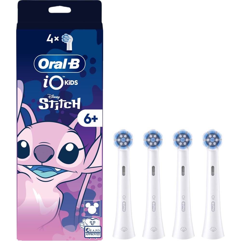 Rezerve periuta de dinti electrica ORAL-B iO Kids Disney Stitch Angel, 4 buc, alb