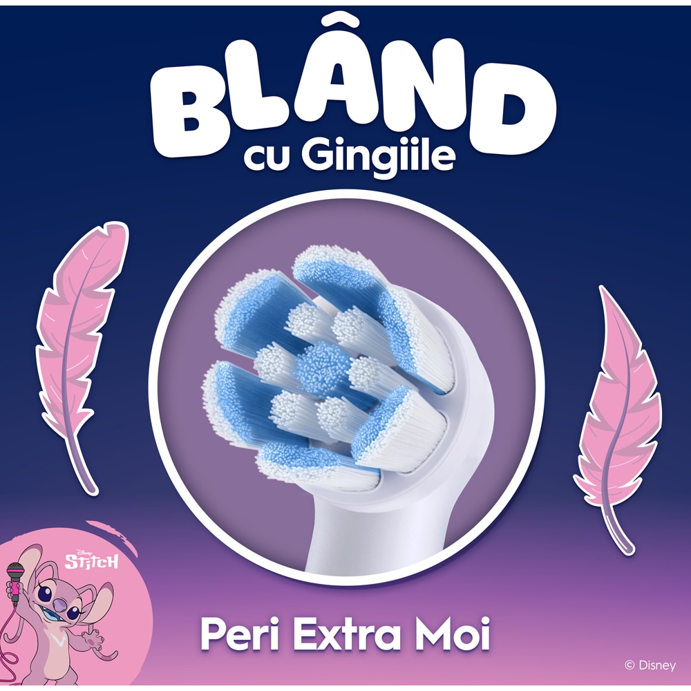 Rezerve periuta de dinti electrica ORAL-B iO Kids Disney Stitch Angel, 4 buc, alb
