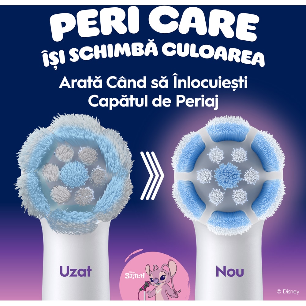 Rezerve periuta de dinti electrica ORAL-B iO Kids Disney Stitch Angel, 4 buc, alb
