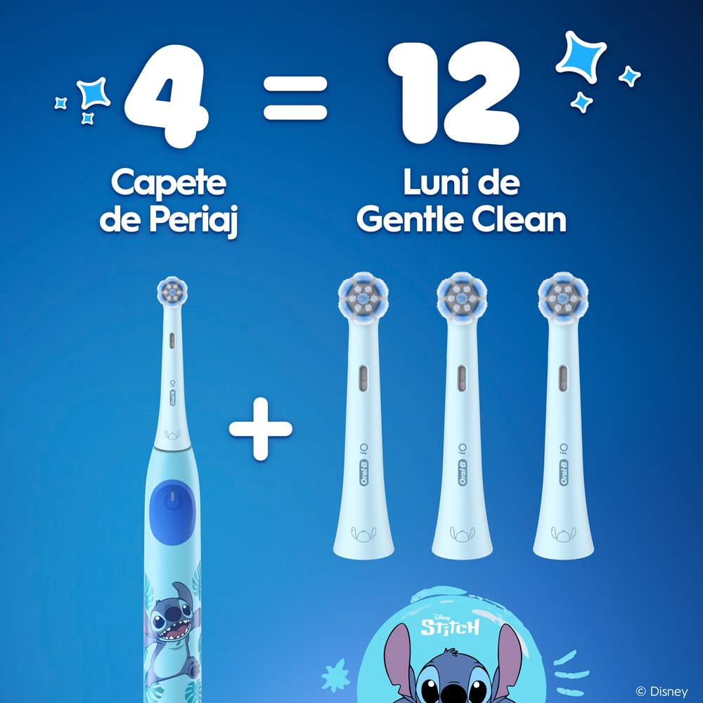 Rezerve periuta de dinti ORAL-B iO Kids Disney Stitch, 4buc, albastru