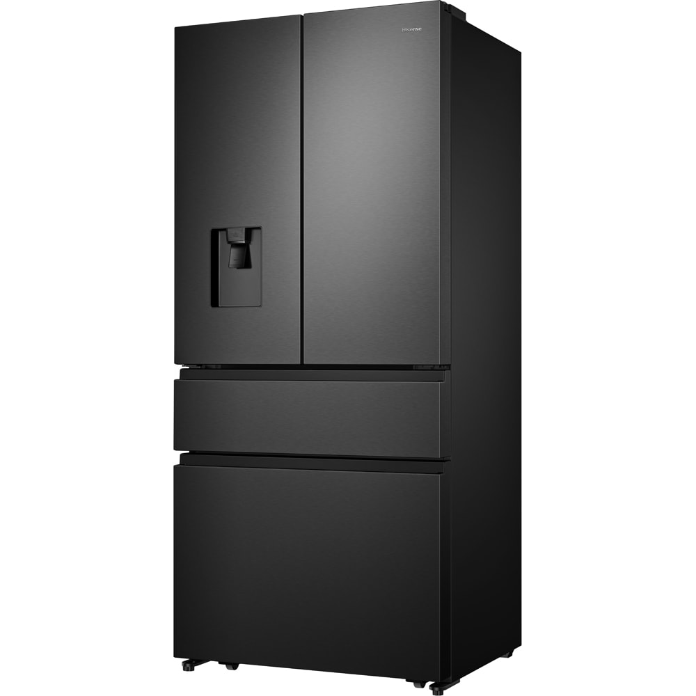 Side by Side HISENSE RF540N4WFE, Total No Frost, 480 l, H 182 cm, Clasa E, Dozator apa, negru