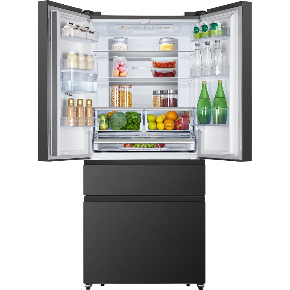 Side by Side HISENSE RF540N4WFE, Total No Frost, 480 l, H 182 cm, Clasa E, Dozator apa, negru