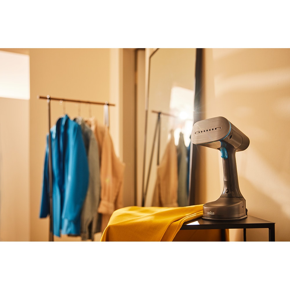 Aparat de calcat vertical cu abur BRAUN GS5031BL, 1200W, 25g/min, 150ml, talpa Dual FreeGlide 3D, bleumarin-negru